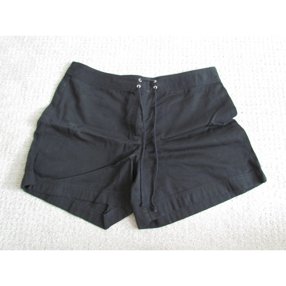Ann Taylor LOFT Shorts 10 Black Cotton Casual Summer Basic Drawstring Accent